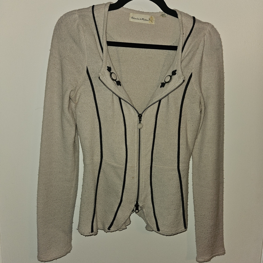 Anthropologie Charlie & Robin zip sweater jacket in beige